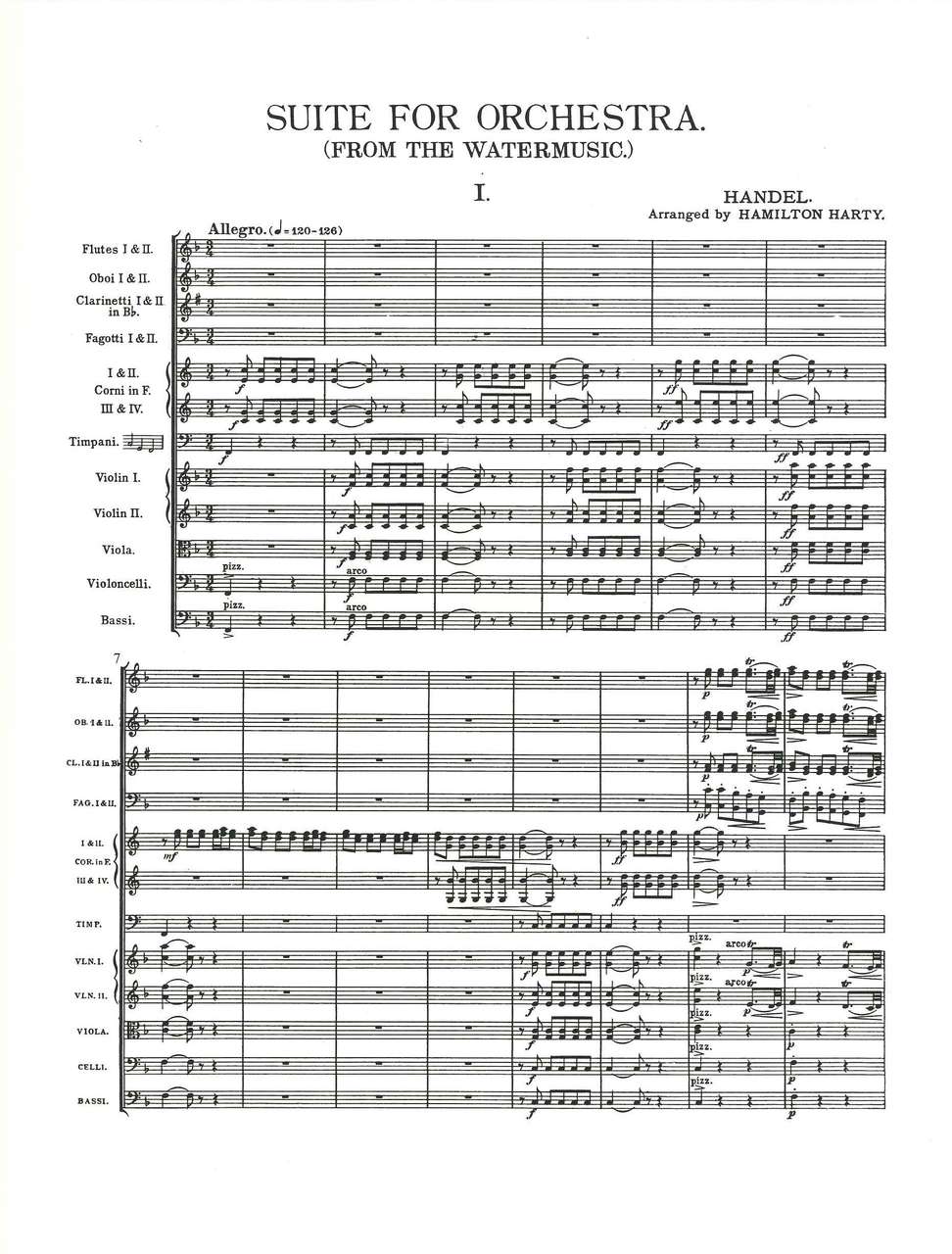 Handel, Water Music Suite (Harty) Score (Luck's Music)