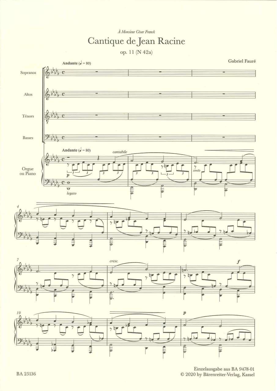 Faure, Cantique de Jean Racine op. 11 (Barenreiter)