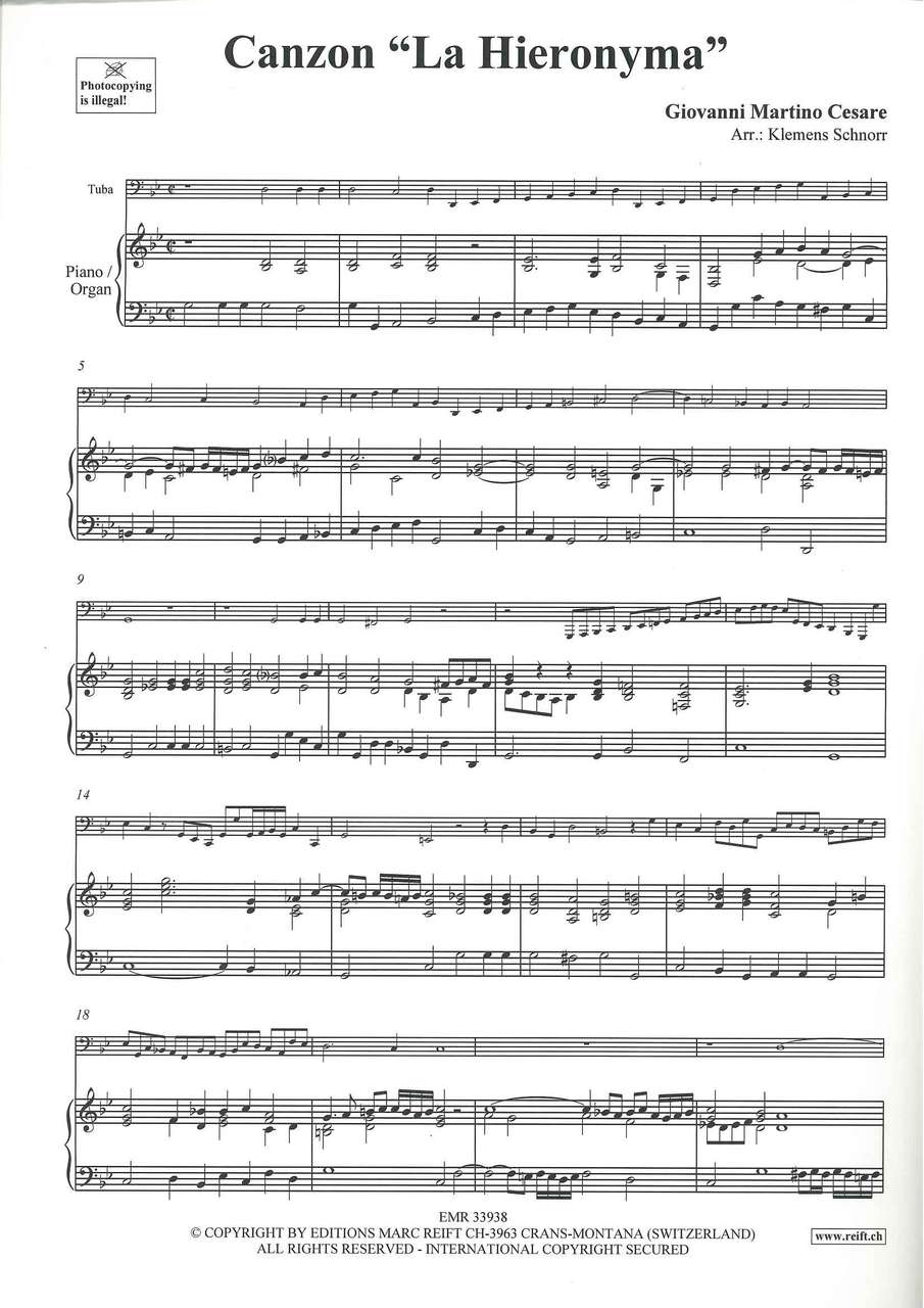 Cesare, Canzon 'La Hieronyma' (Tba,Kbd) (Reift)