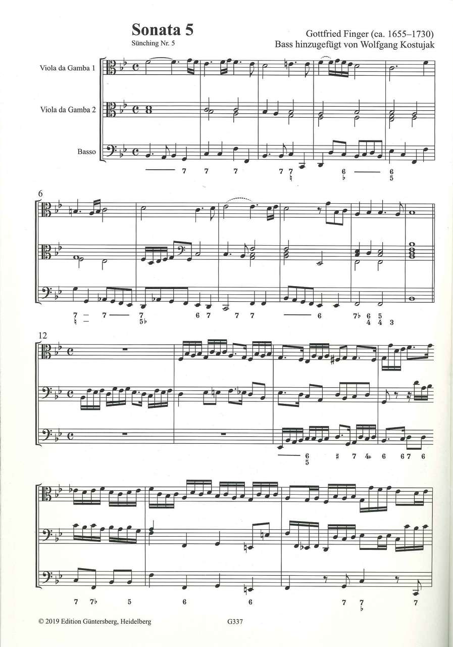 Finger, Sonata 5 (2VdG,Bc) (Walhall)