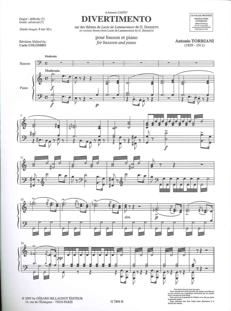 Torriani, Divertimento 'Lucia di Lammerm (Billaudot)
