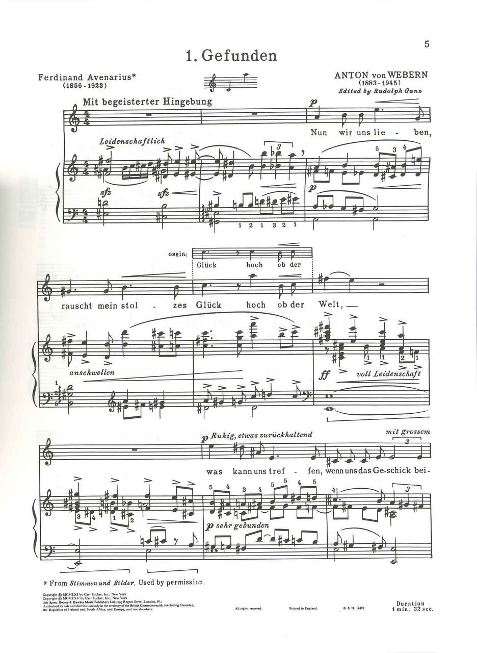 Webern, 3 Songs after Poems by Avenarius (Boosey)