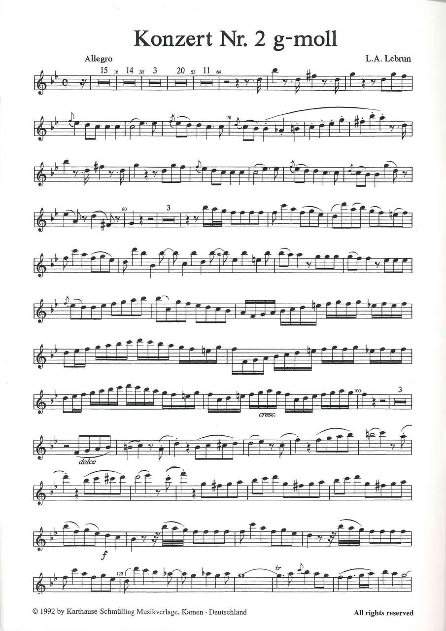 Lebrun, Concerto for Oboe No. 2 in g (Karthause-Schmulling)