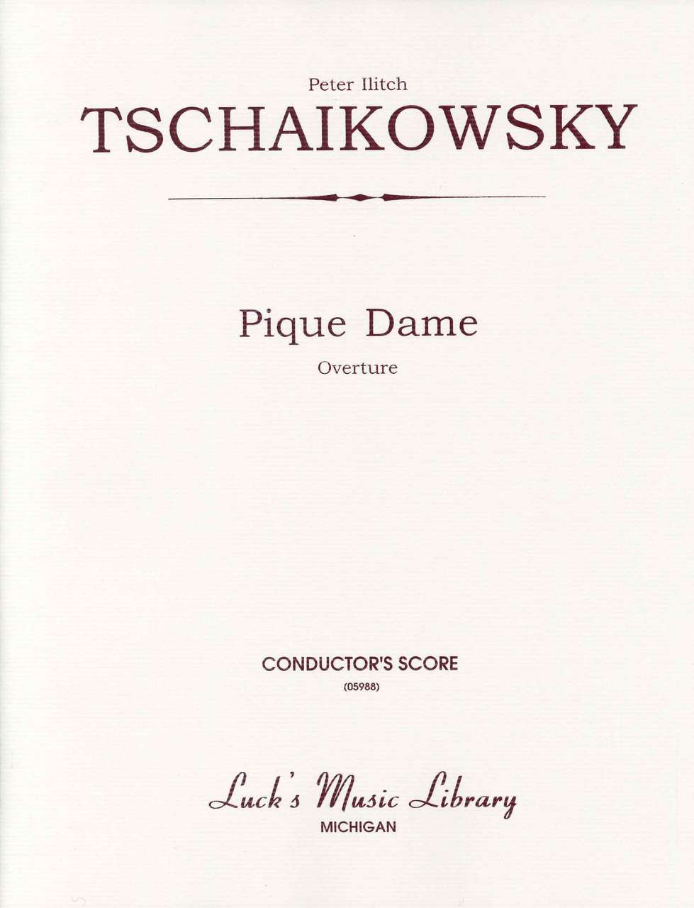 Tchaikovsky, Pique Dame Ov Full Score (Luck's Music)