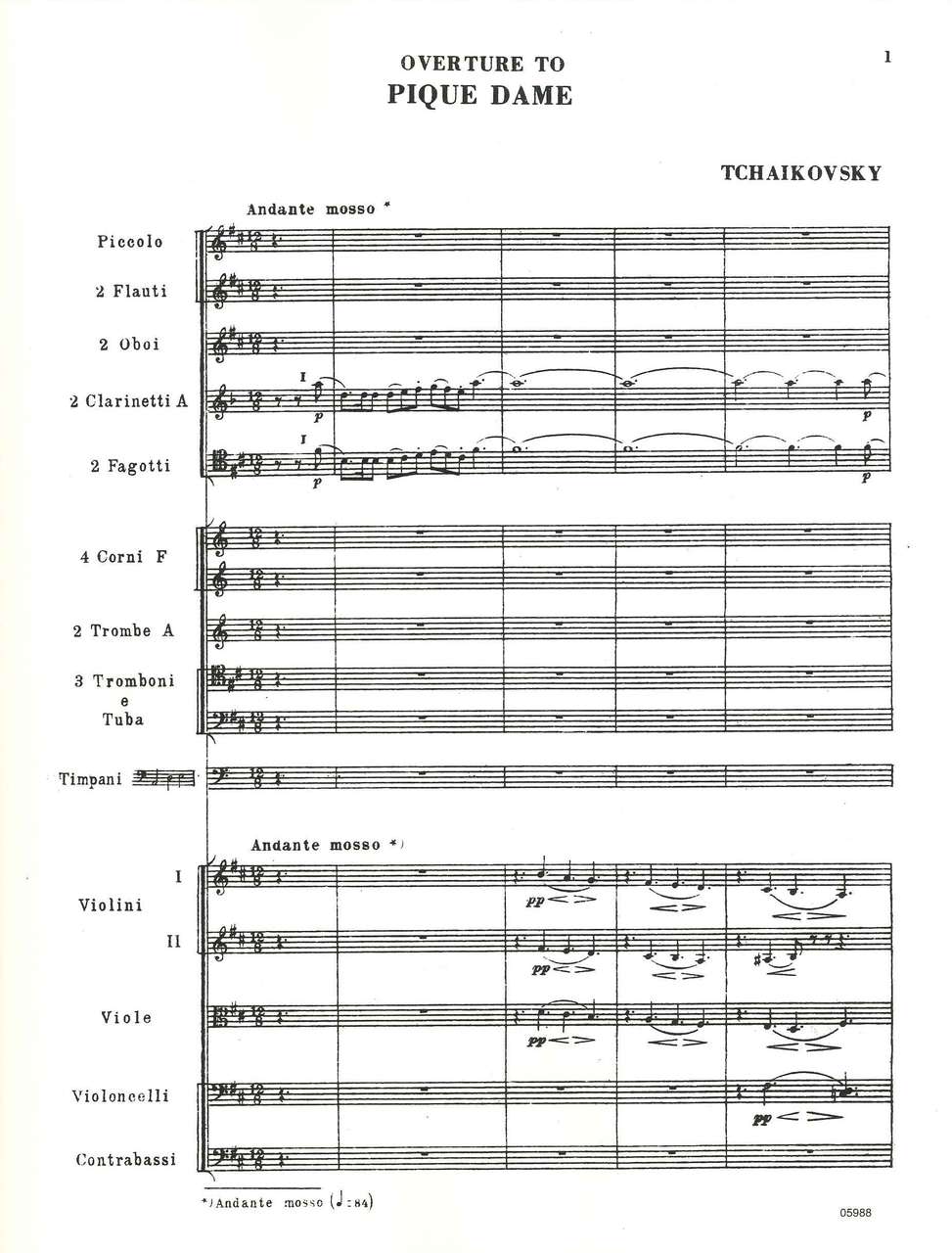 Tchaikovsky, Pique Dame Ov Full Score (Luck's Music)