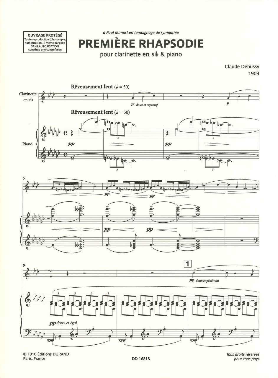 Debussy, Premiere Rhapsodie (rev.) (Durand)