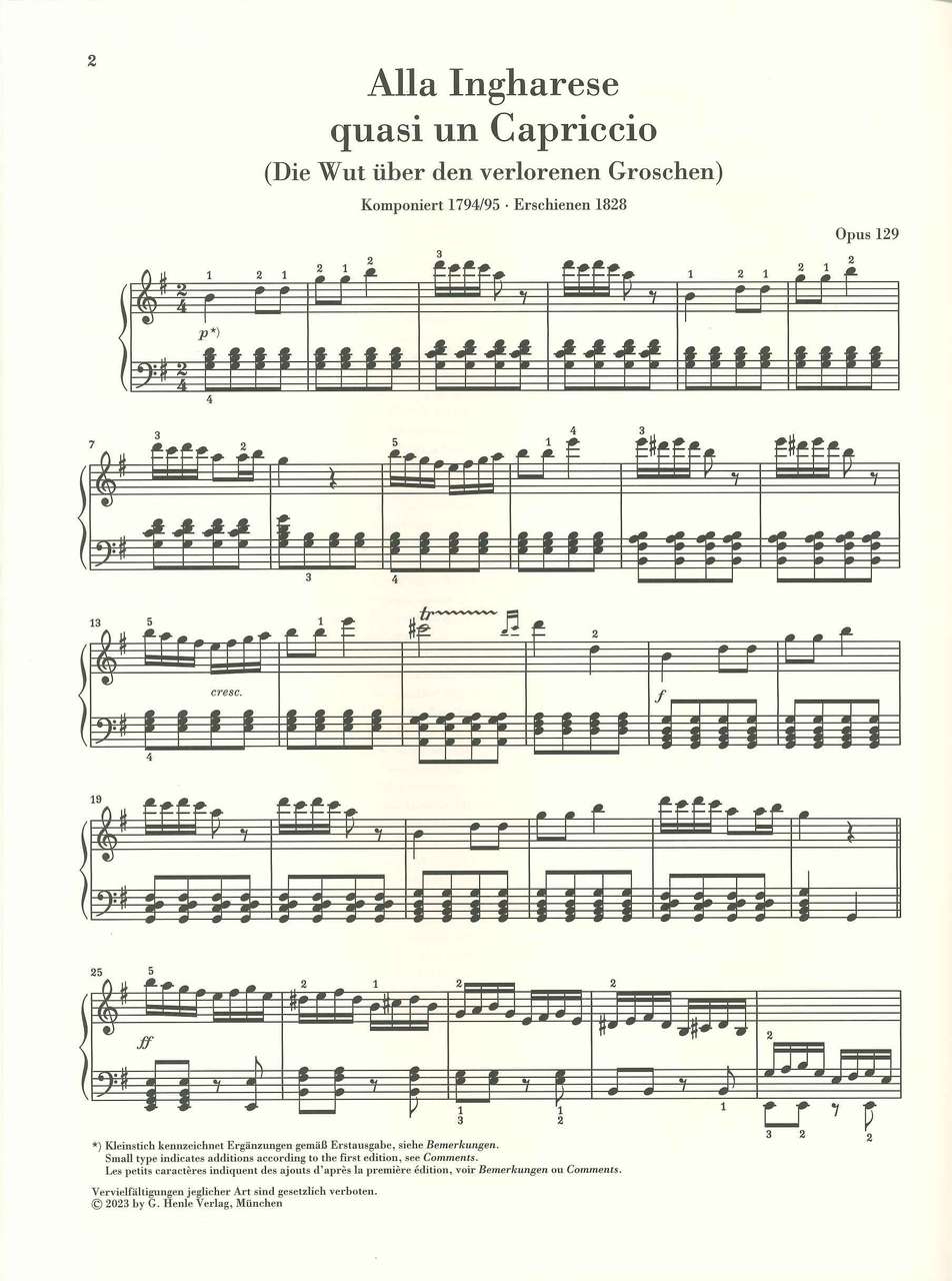 Beethoven, Capriccio op. 129 Alla inghar (Henle)