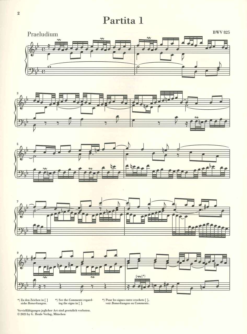 Bach, Partita 1 BWV 825 (w.o. fing) (Henle)