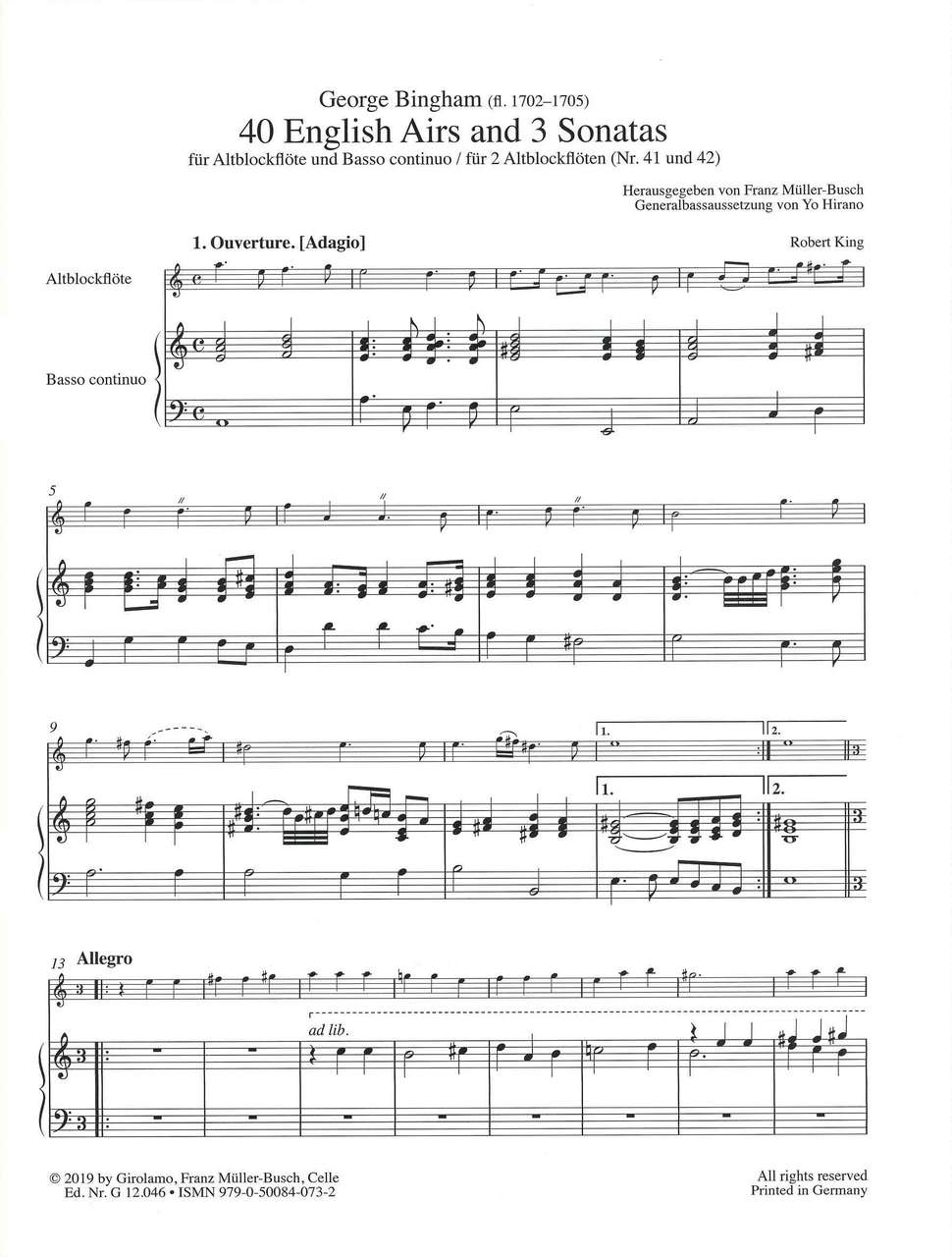 Bingham, English Airs 2 (Girolamo Musikverlag)
