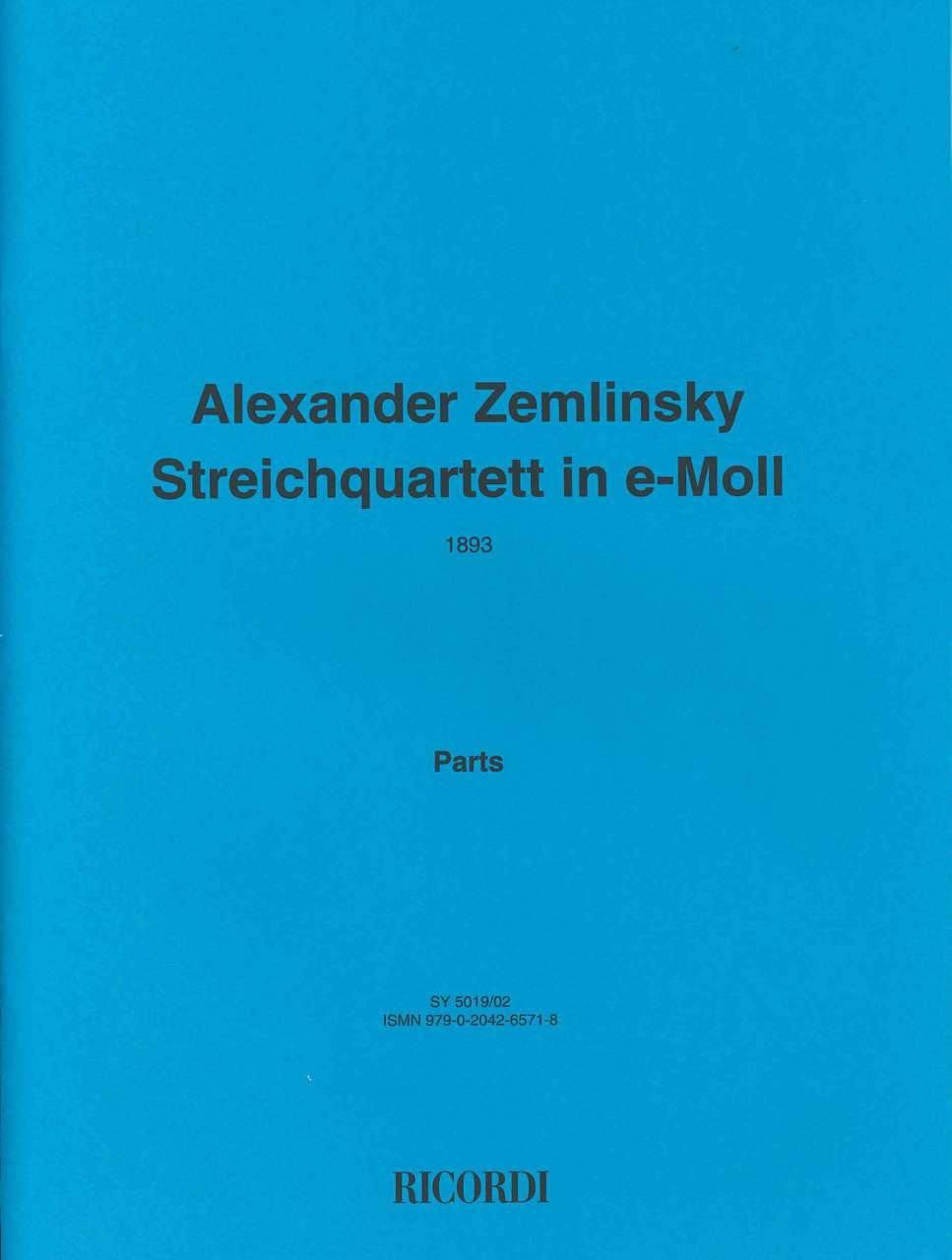 Zemlinsky, String Quartet in e (1893) (Ricordi)