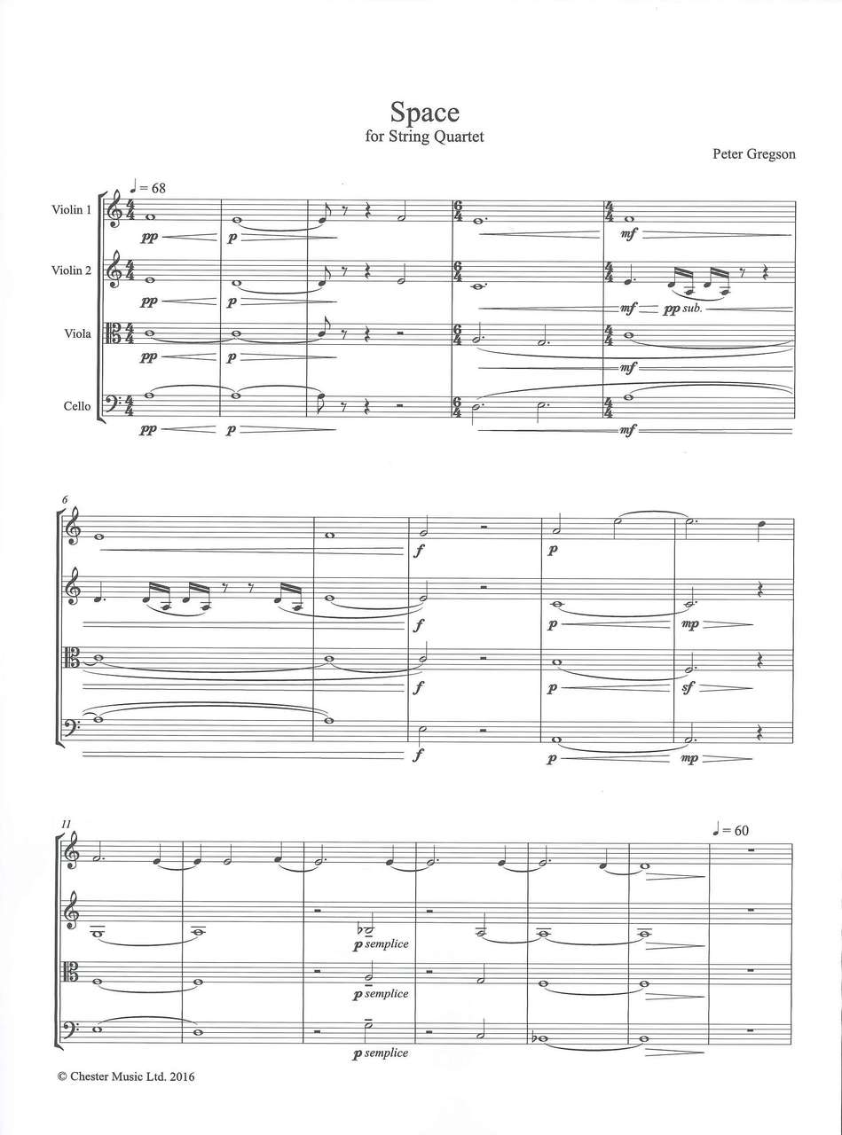 Gregson,P., Space, for String Quartet (Chester)