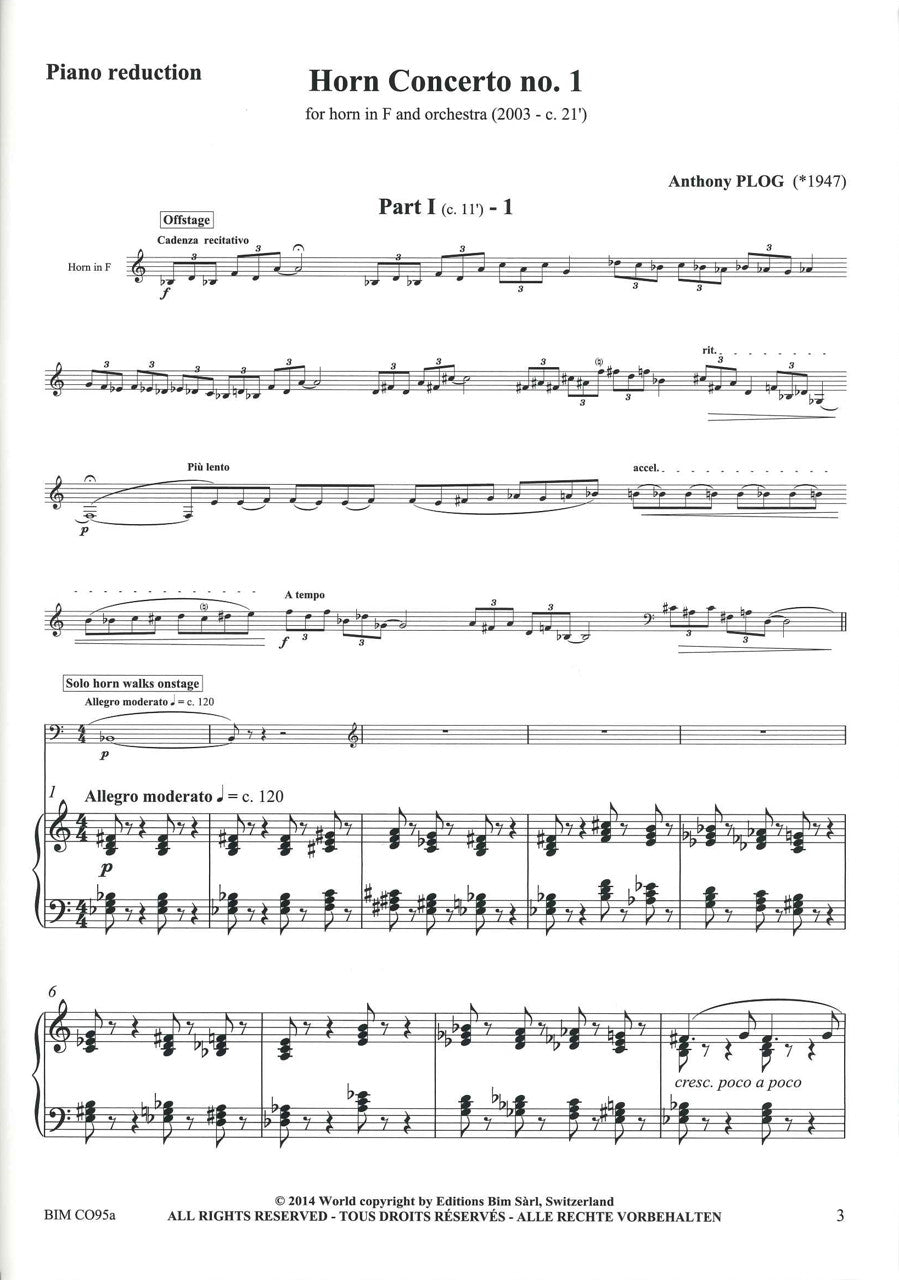 Plog, Concerto for Horn No. 1 (Bim)