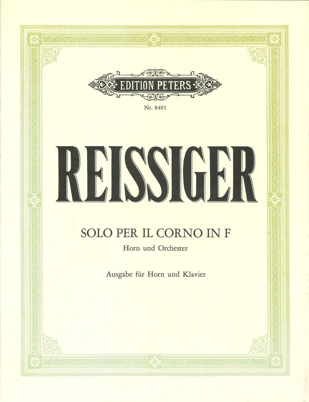 Reissiger, Solo per il corno in F (Hn,Pf (Peters)