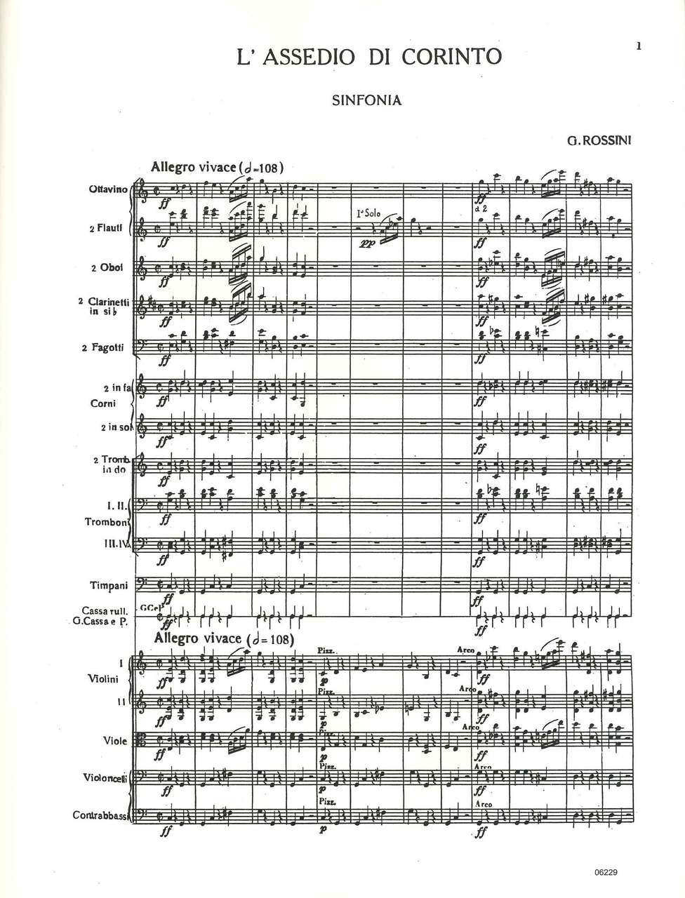 Rossini, Siege of Corinth Ov. Full Score (Luck's Music)