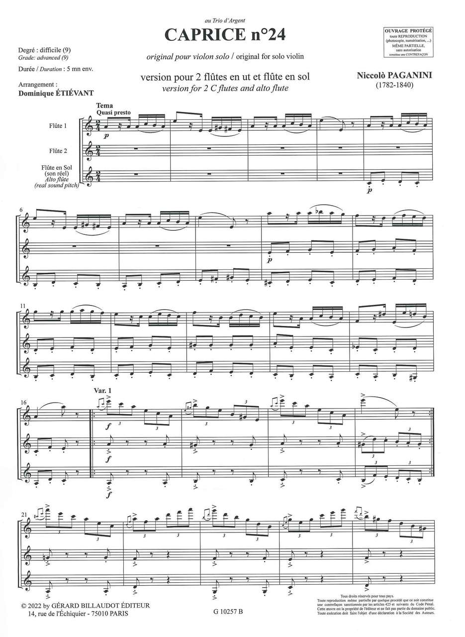 Paganini, Caprice No. 24 (2Fl,AltFl) (Billaudot)