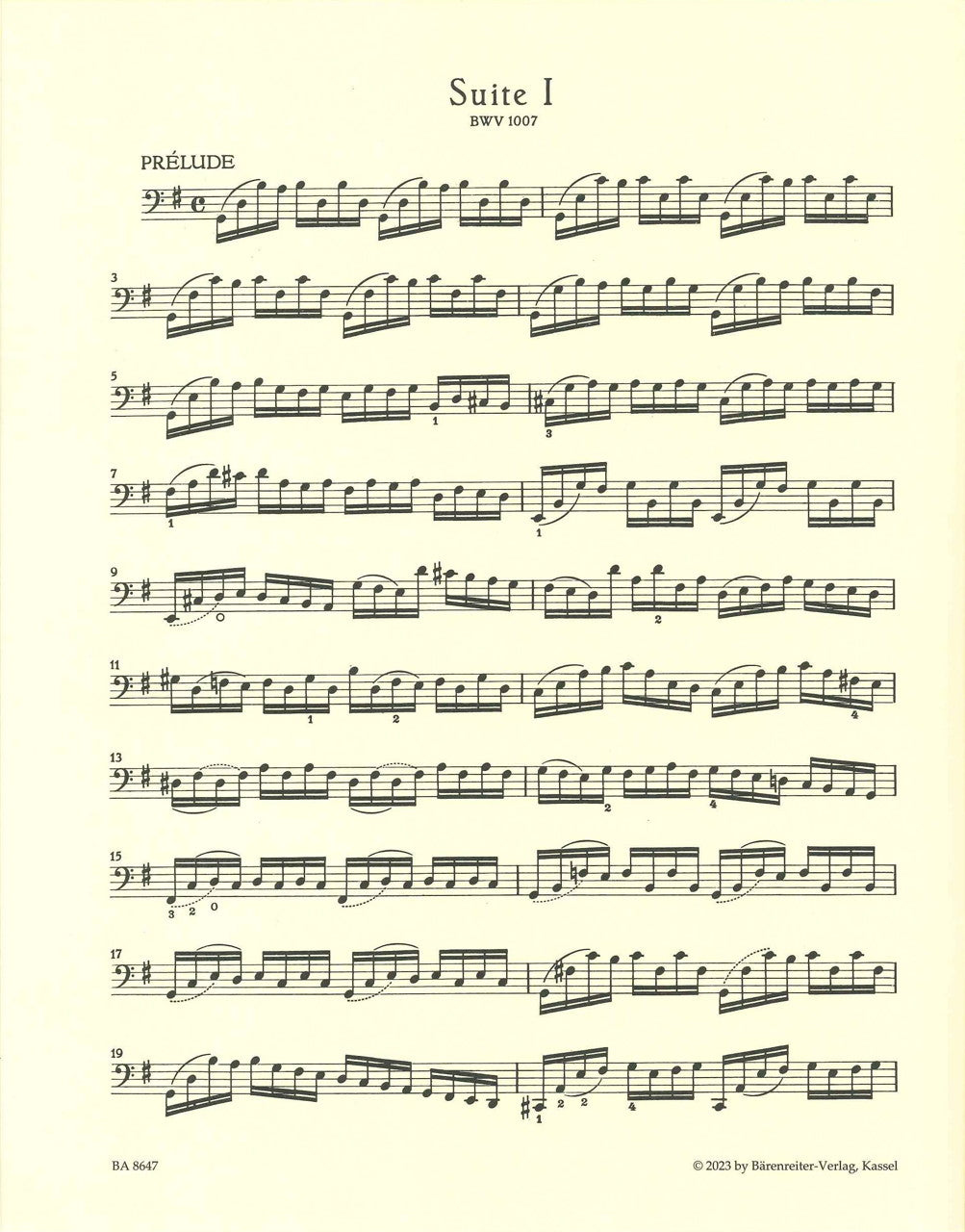 Bach, Suite No. 1 BWV 1007 (Wenzinger) (Barenreiter)