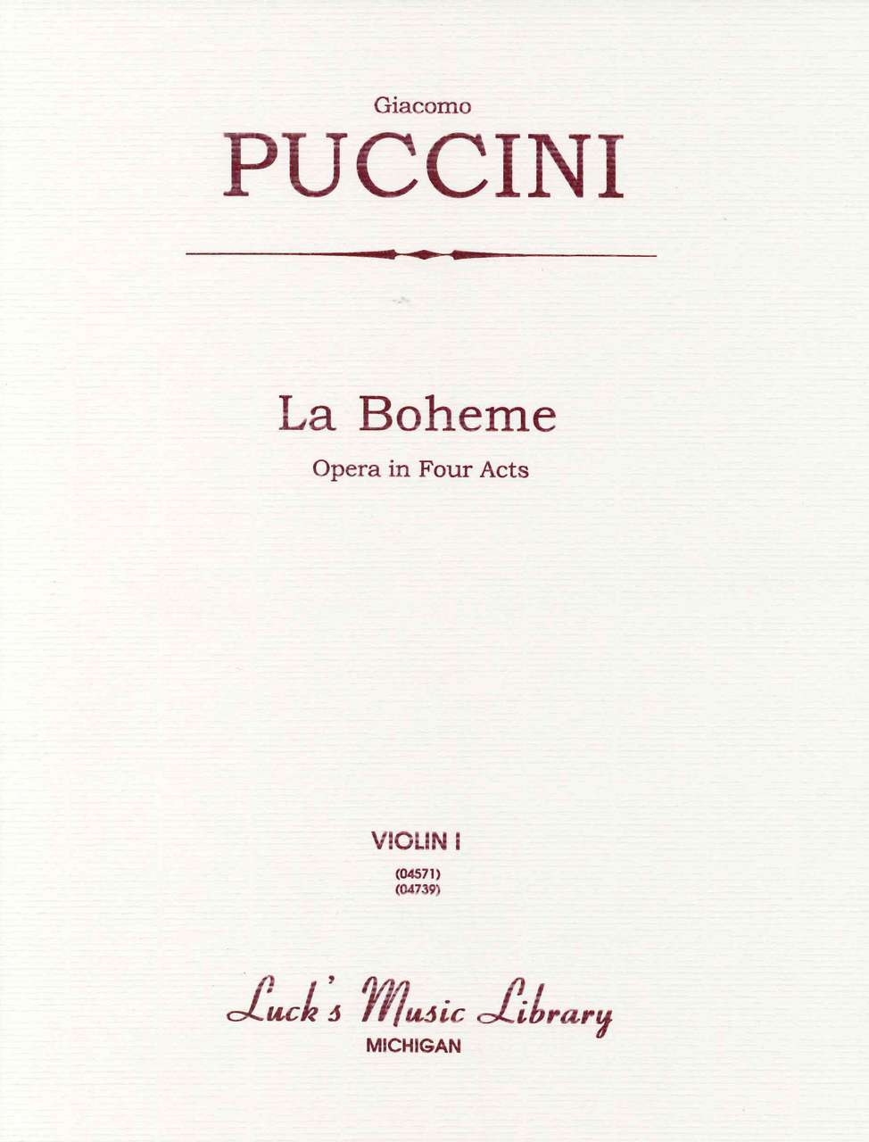 Puccini, Boheme (Luck's Music)