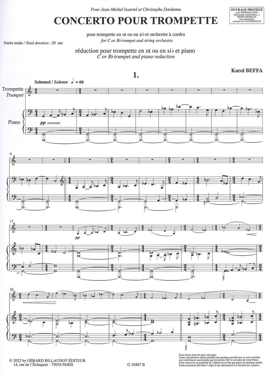 Beffa, Concerto pour trompette (Billaudot)