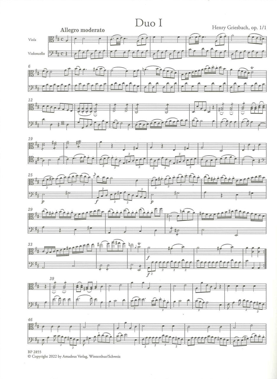 Griesbach, Duos op. 1 (D,G,D) (Va,Vc) (Amadeus Verlag)