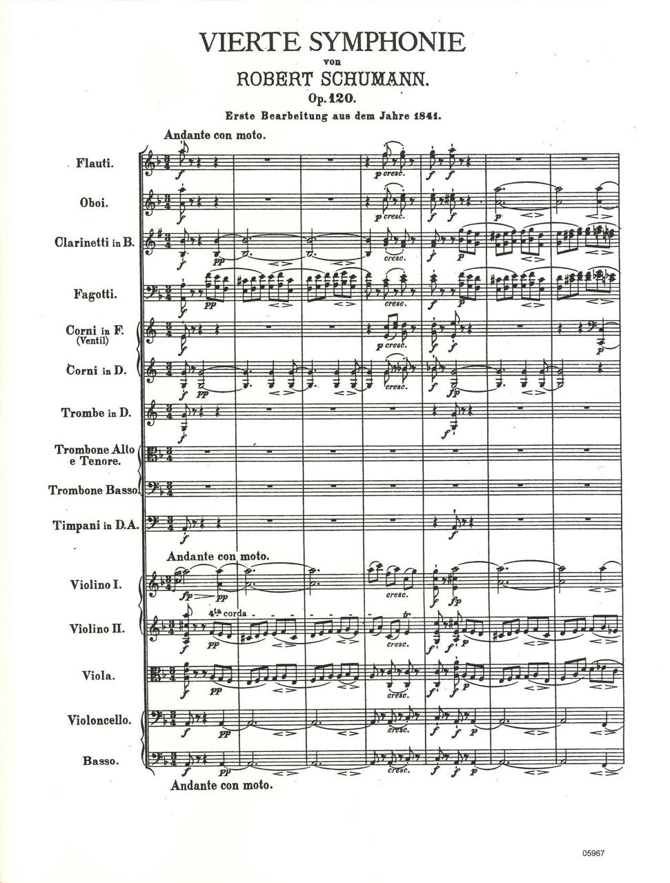 Schumann, Symphony No. 4 ver. 1841 Score (Luck's Music)