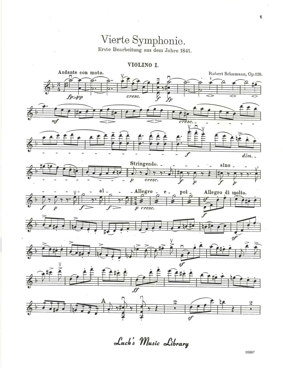 Schumann, Symphony No. 4 ver. 1841 (Luck's Music)
