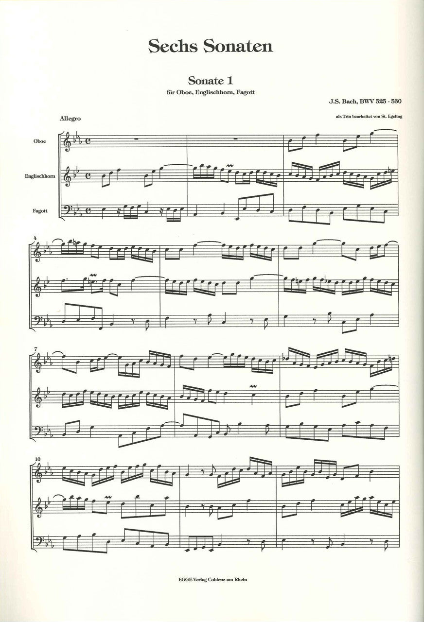 Bach, 6 Sonaten, 1: 1-3 (Ob,EHr,Bn) (Egge)