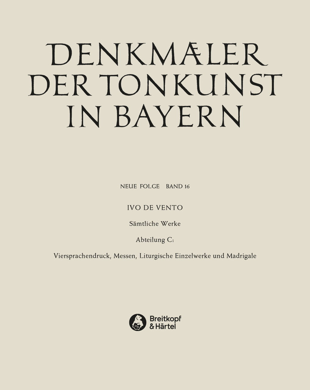 DTB Neue Folge 16: Vento, Werke 5 (Breitkopf)