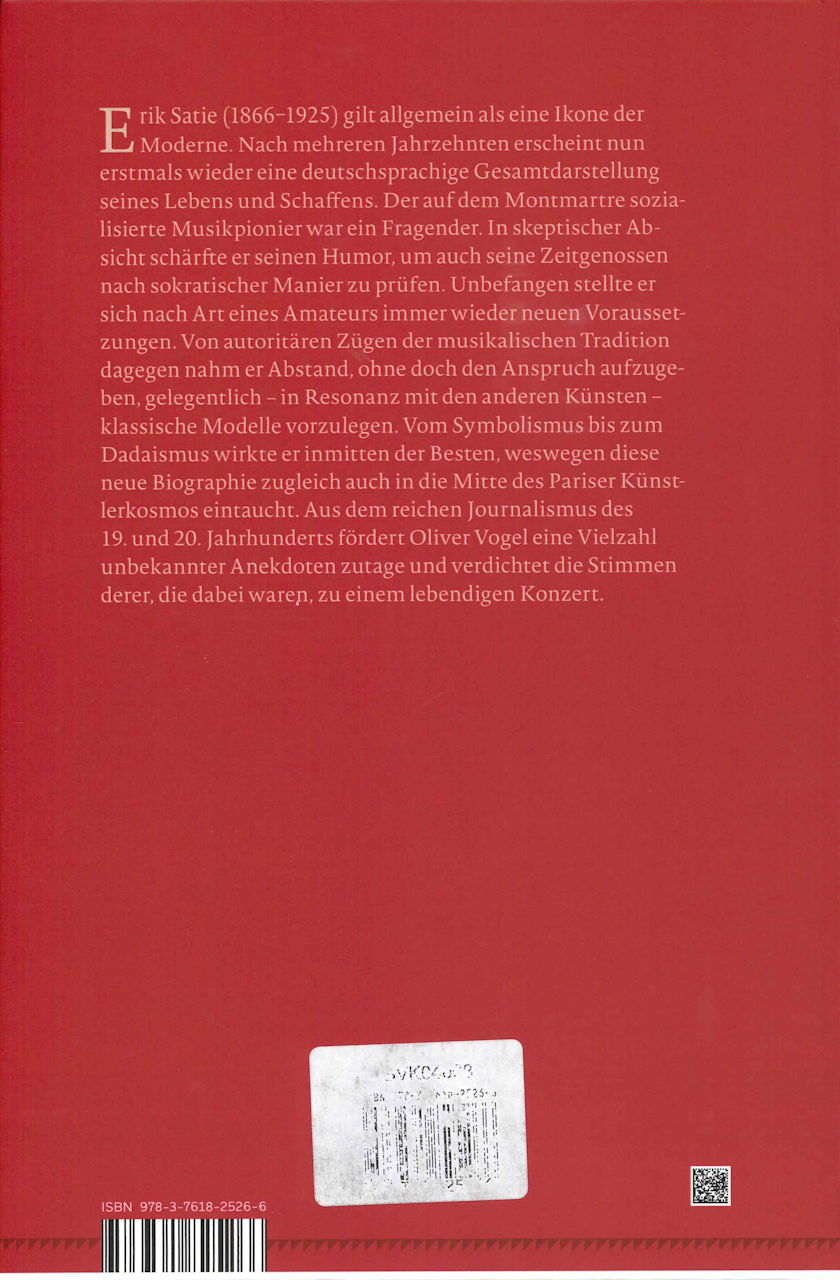 Vogel, Erik Satie (Barenreiter/Metzler)