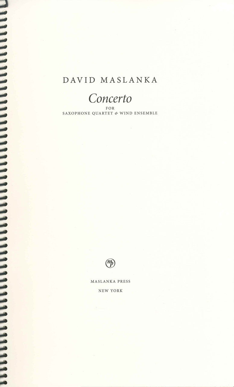 Maslanka, Concerto for Sax Qrt,Wind Ens. (Maslanka Press)