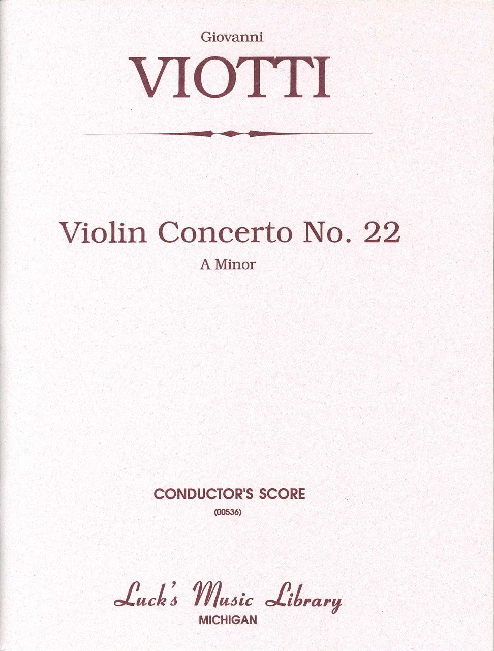 Viotti, Concerto for Violin No.22: Score (Luck's Music)
