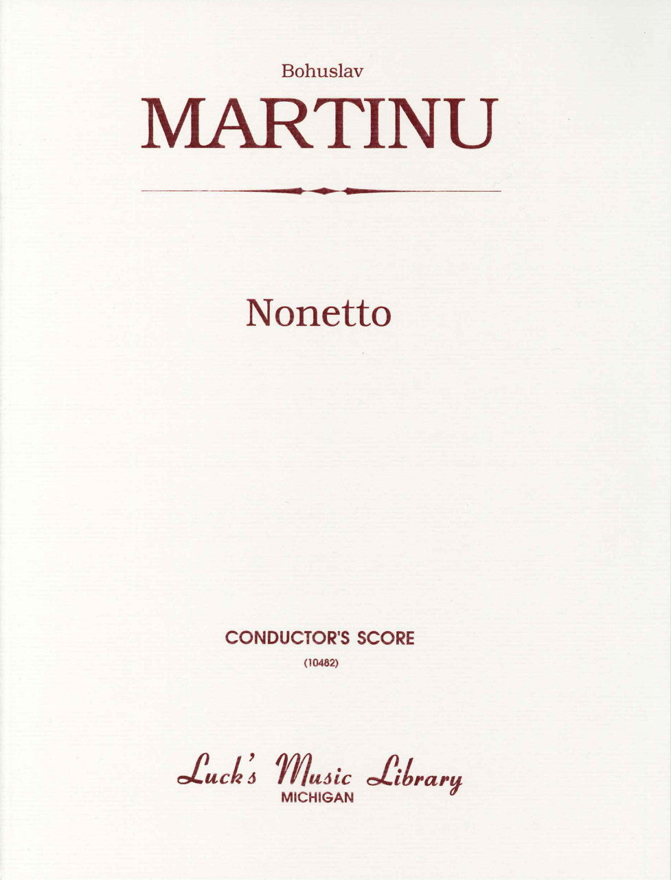 Martinu, Nonetto No. 2: Full Score (Luck's Music)