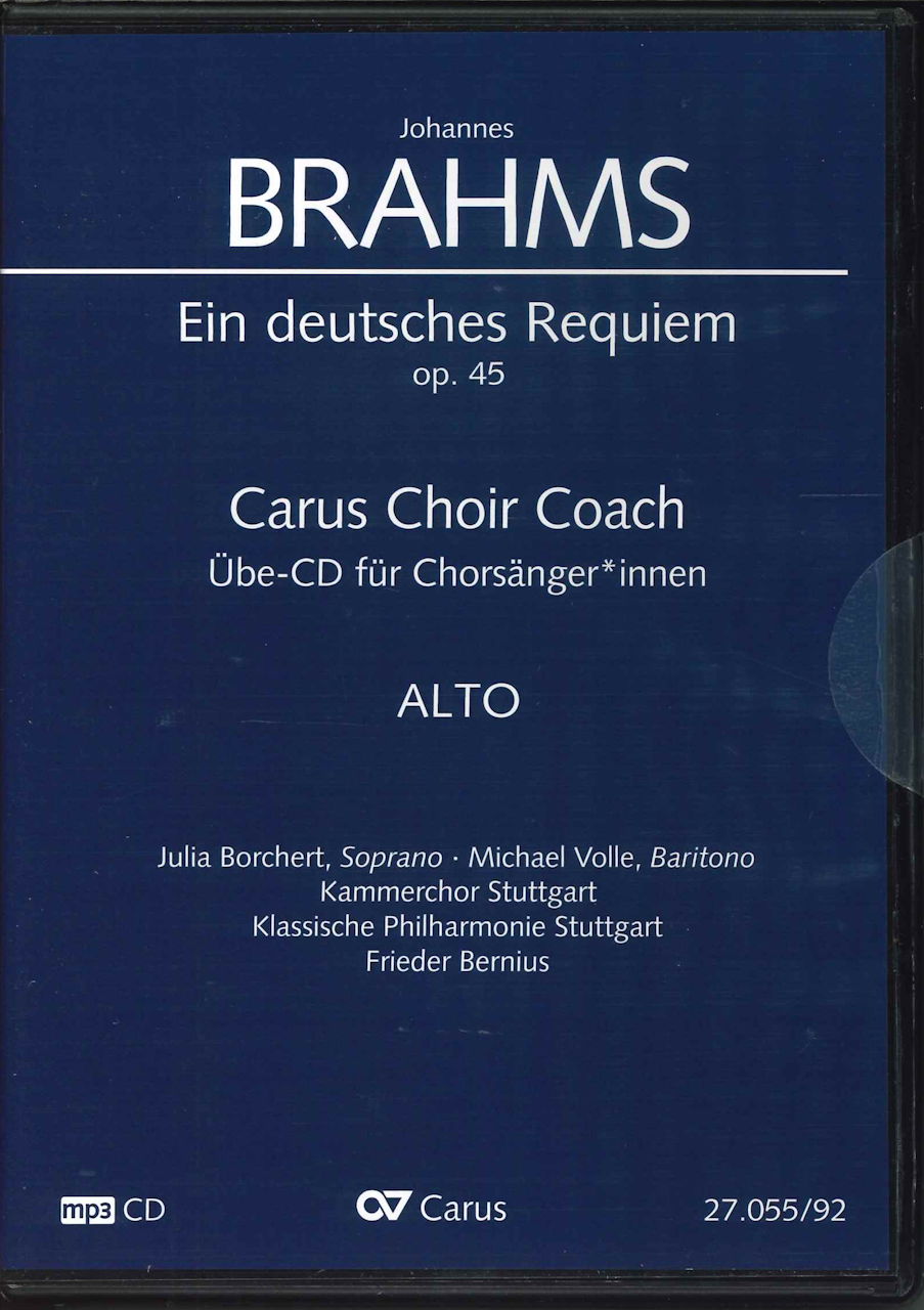 Brahms, Deutsches Requiem Ube-CD fur Alt (Carus)