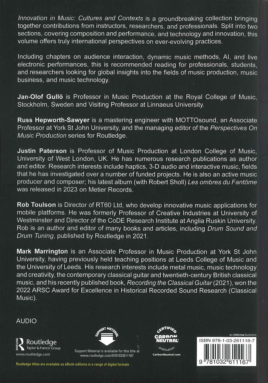 Innovation in Music: Cultures & Contexts (Routledge)