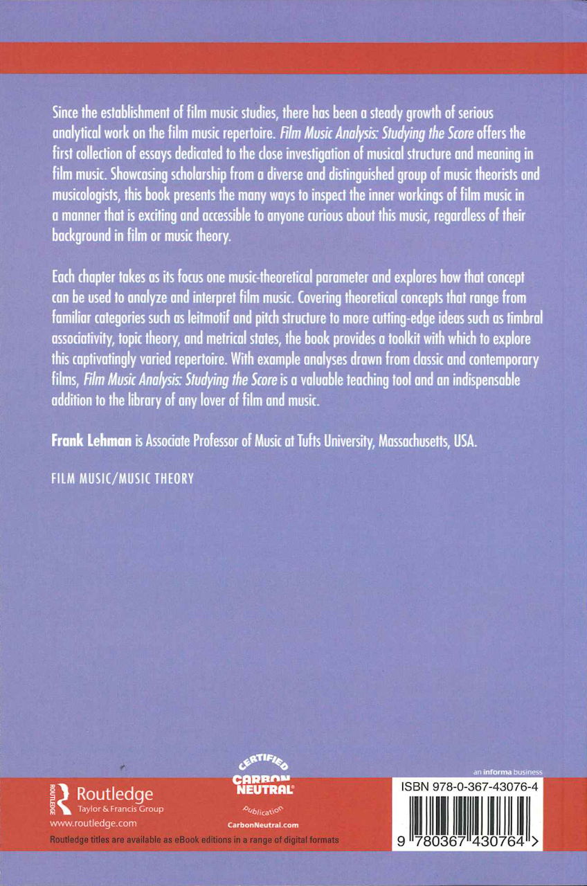 Lehman, Film Music Analysis: Studying(p) (Routledge)