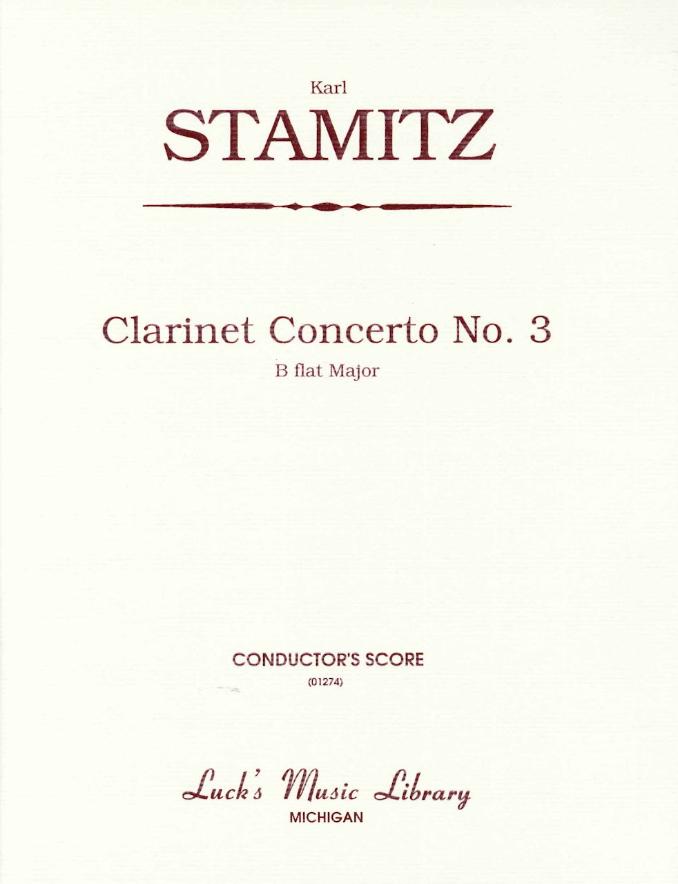 Stamitz, Clarinet Concerto No. 3 (Score) (Luck's Music)