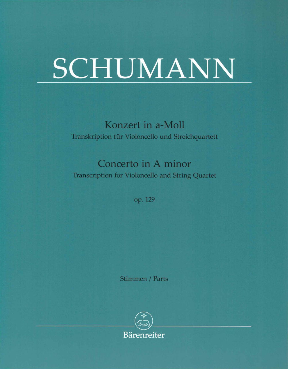 Schumann, Cello Concerto (Vc, St.Qt) (Barenreiter)