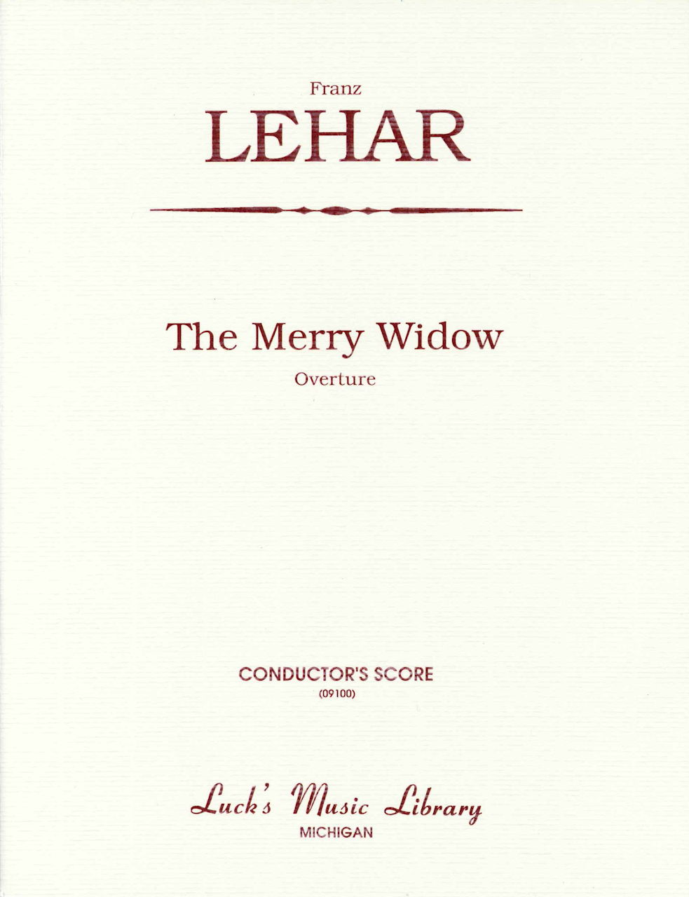 Lehar, The Merry Widow. Overture (Score) (Luck's Music)