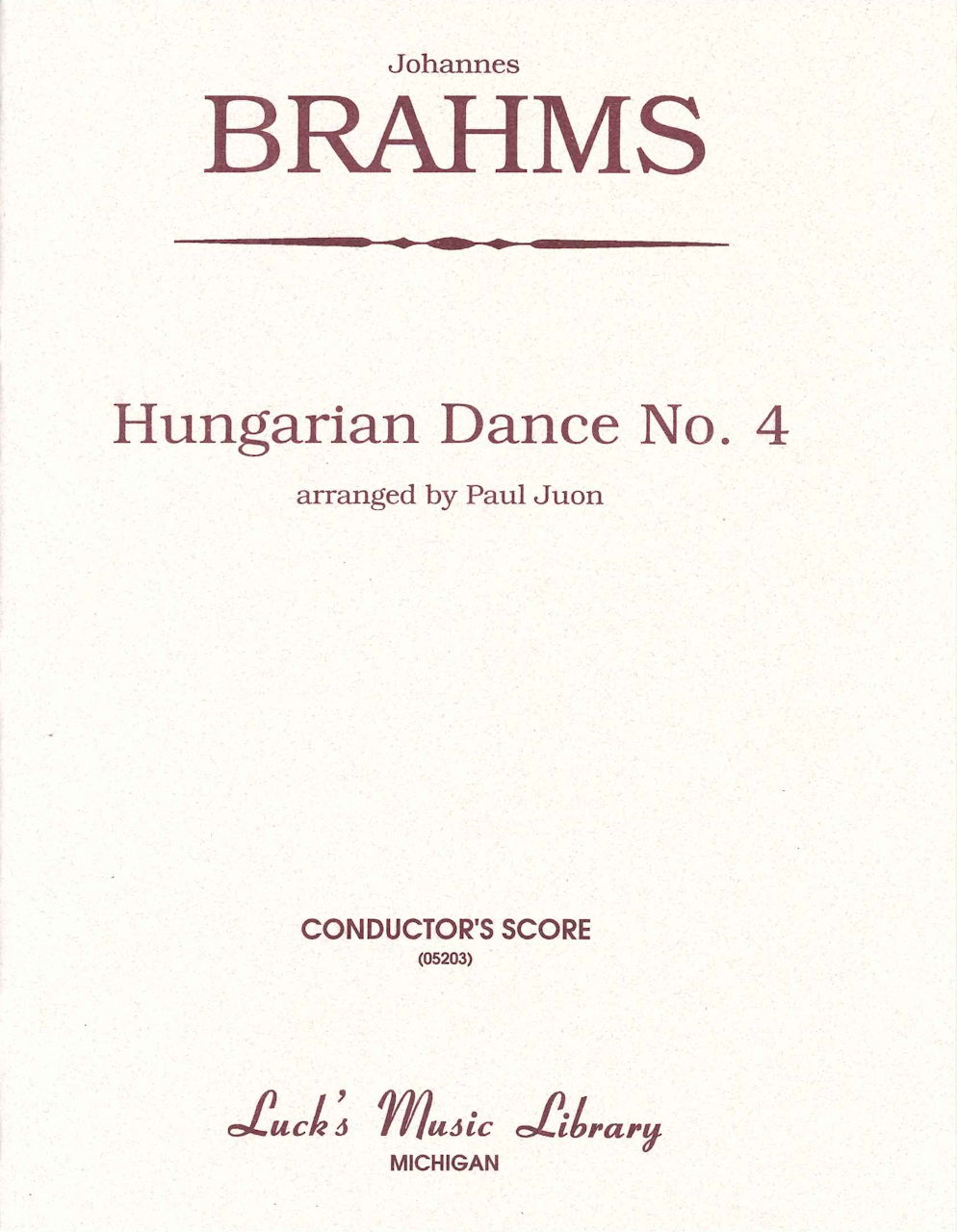 Brahms, Hungarian Dance No. 4 (Score) (Luck's Music)
