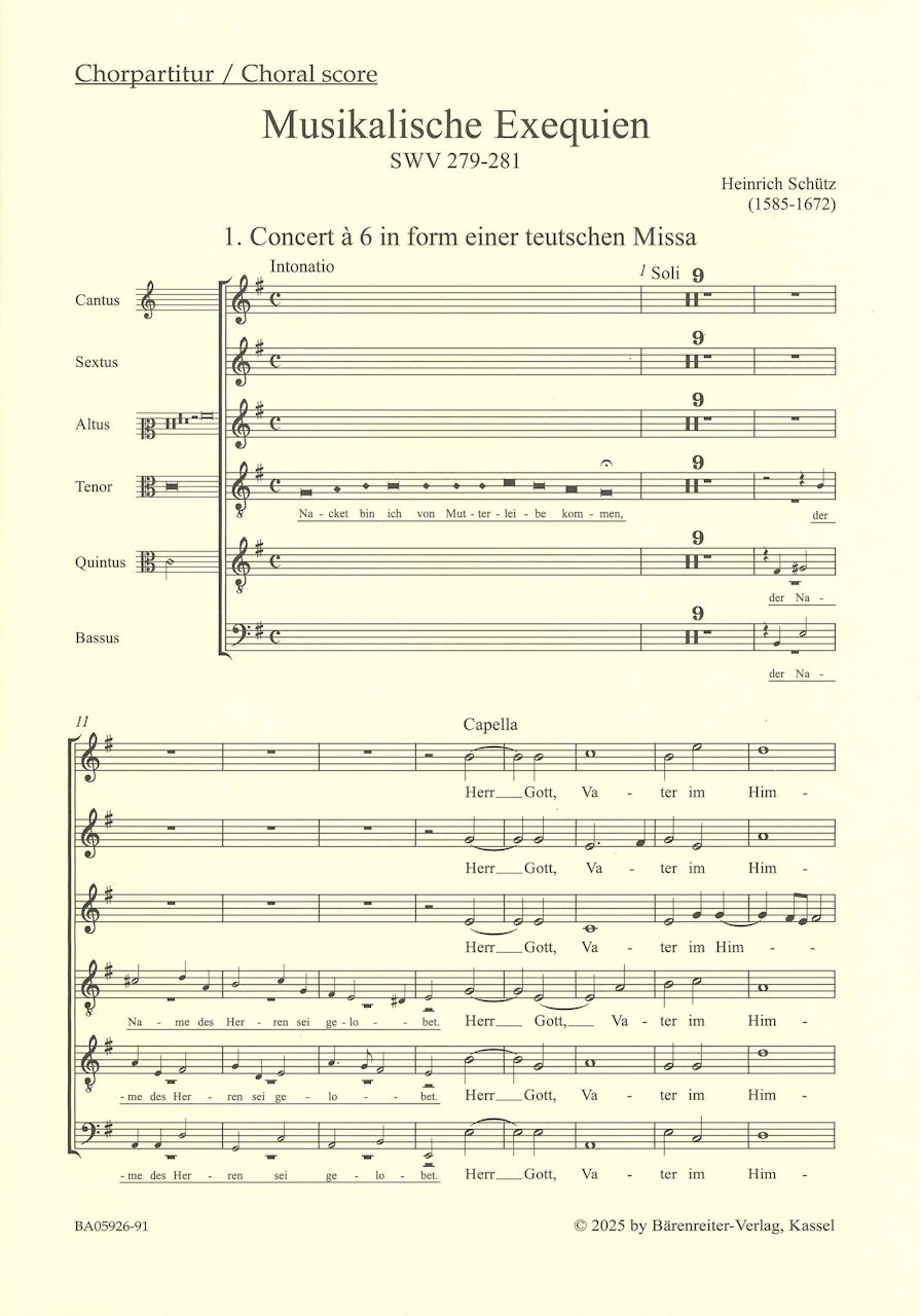 Schutz, Musikalische Exequien (Barenreiter)