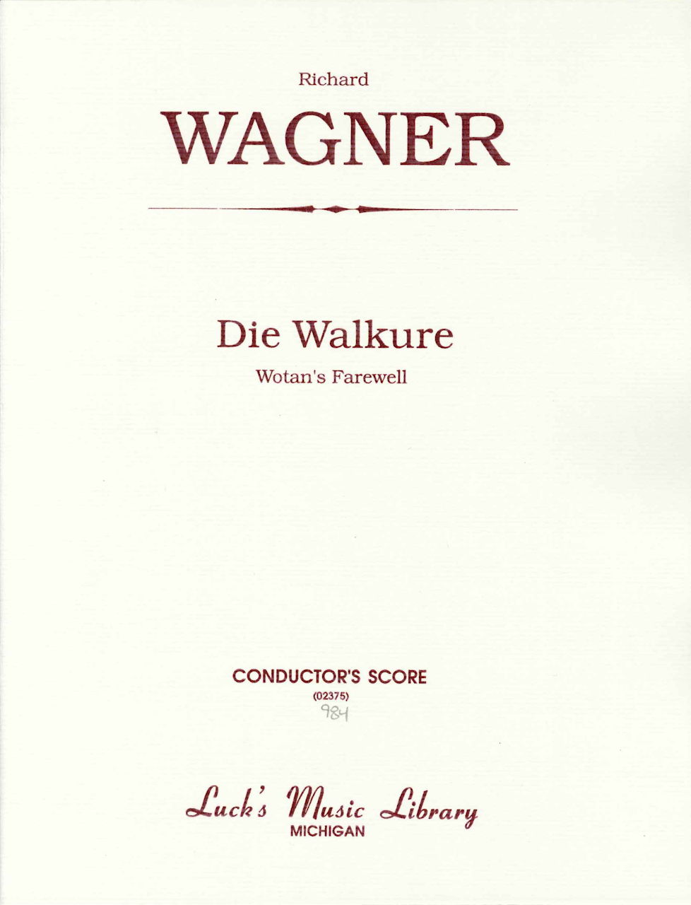 Wagner, Walkure. Wotan's Farewell (Reduc (Luck's Music)