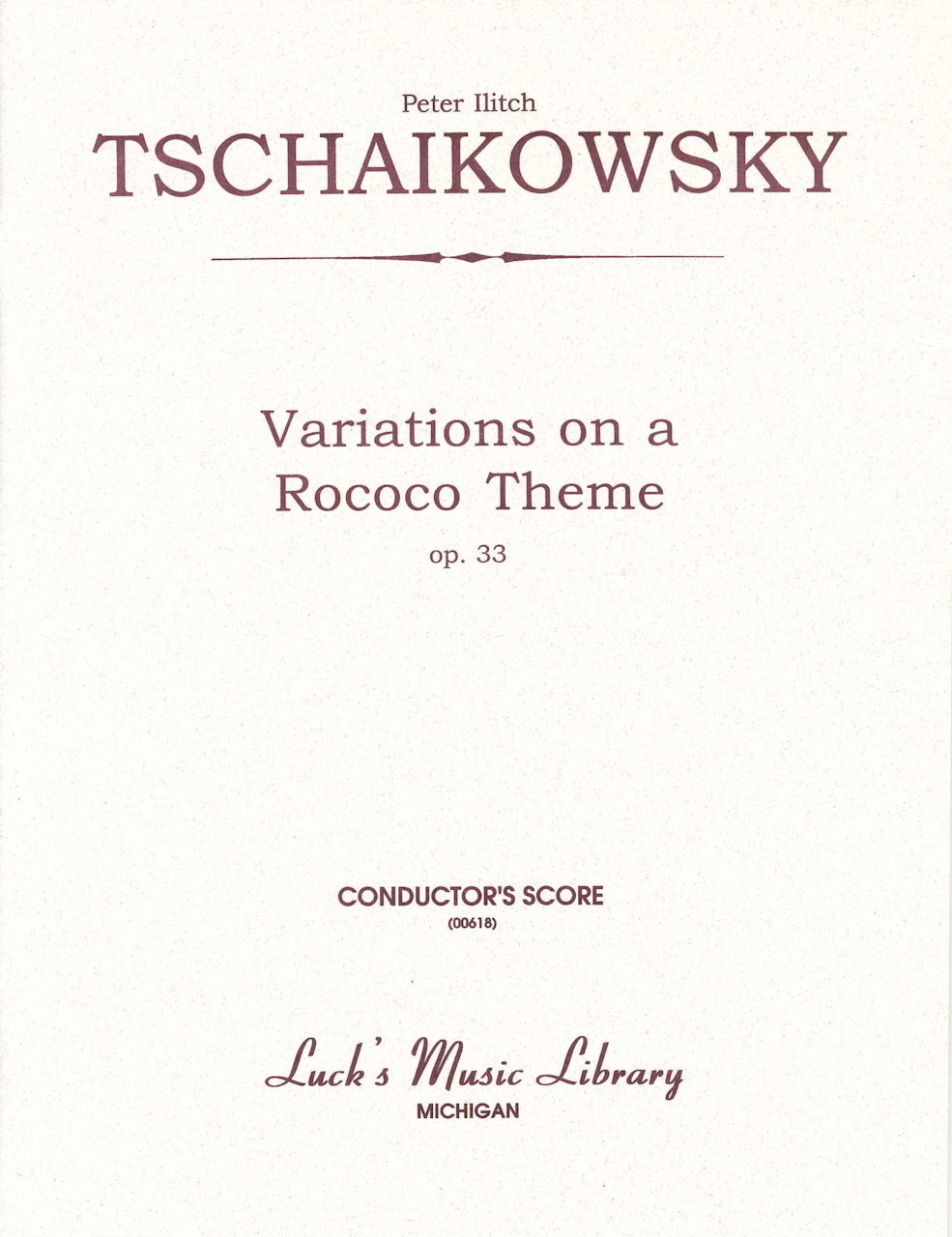 Tchaikovsky, Rococo Var.(Fitzenhagen) Sc (Luck's Music)