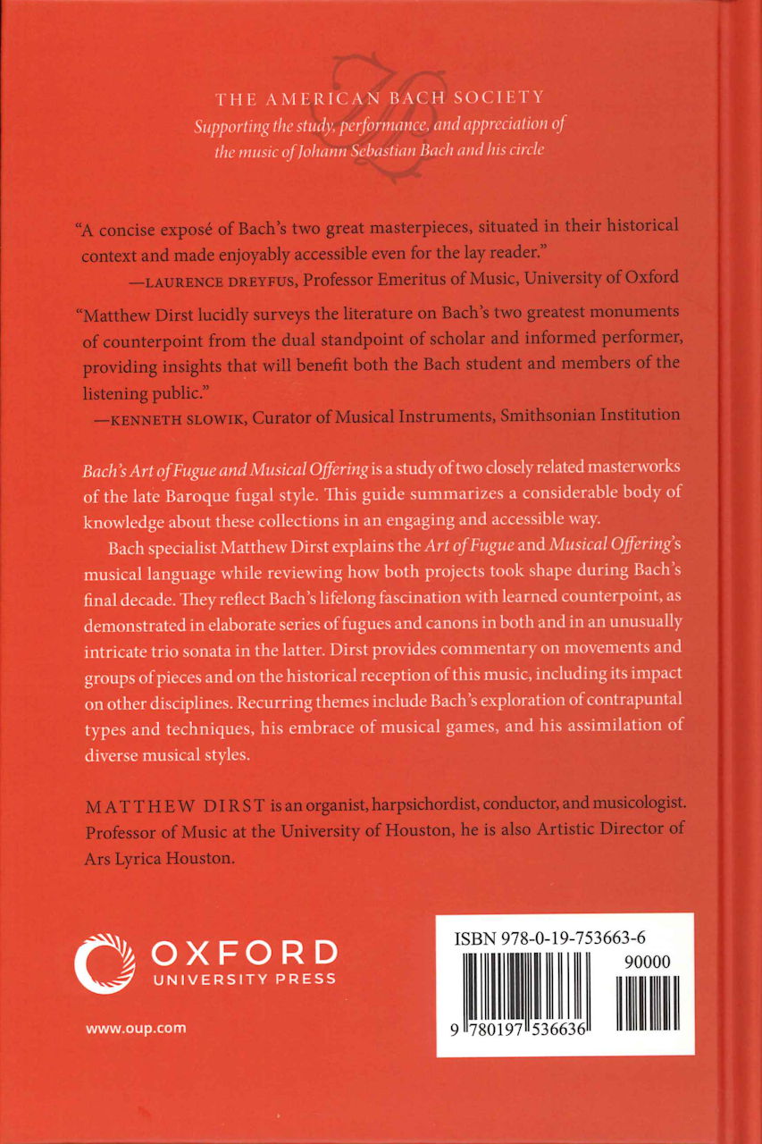 Dirst, Bach's Art of Fugue and Musical (Oxford University Press)