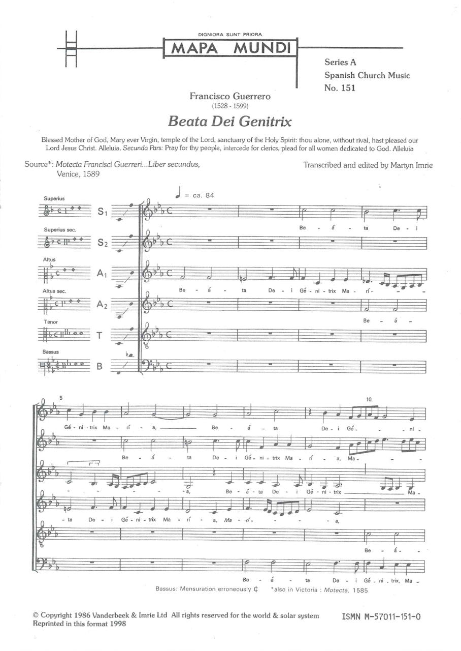 Guerrero, Beata Dei Genitrix (SSAATB) (Mapa Mundi/Vanderbeek & Imrie)