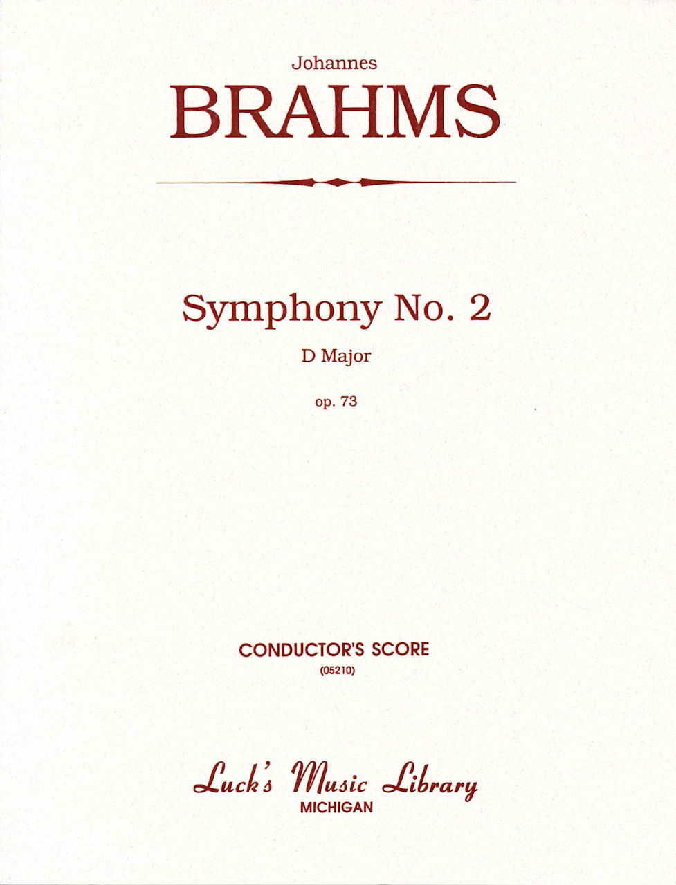Brahms, Symphony No. 2 in D (Score) (Luck's Music)