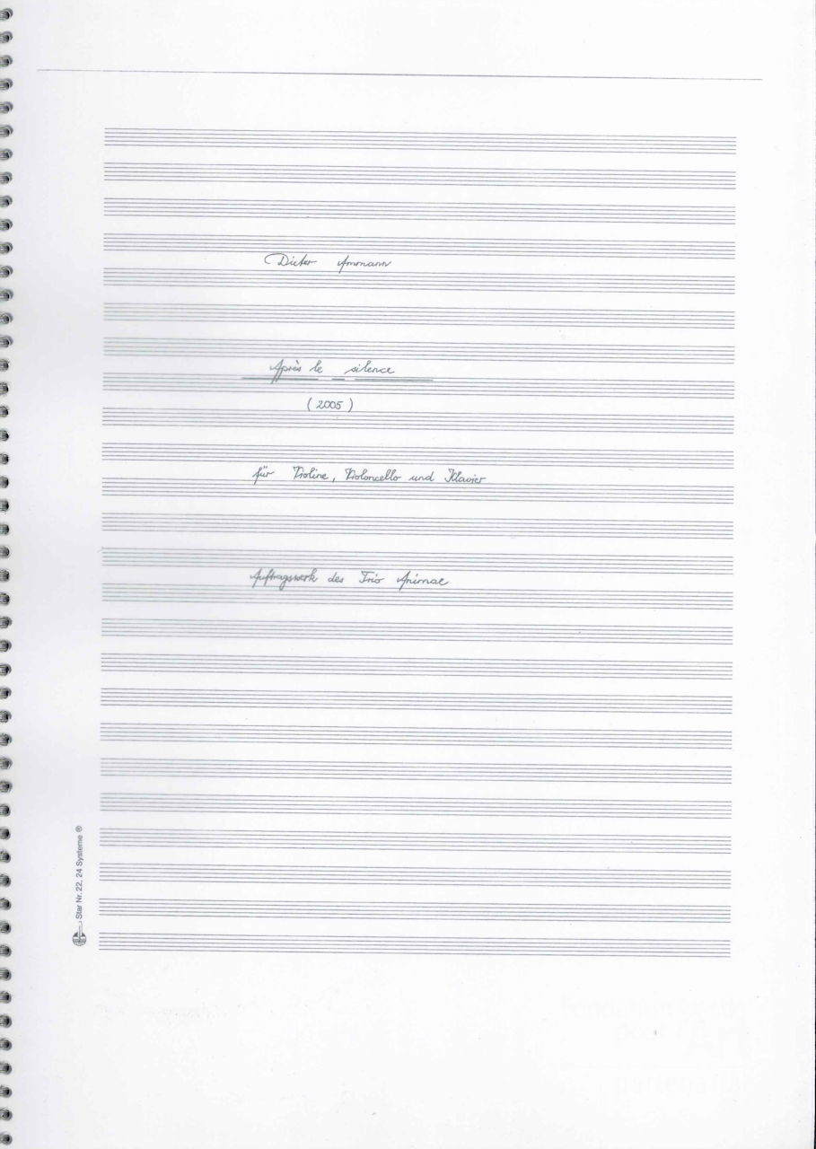 Ammann, Apres le silence (Schweizer Musikedition)