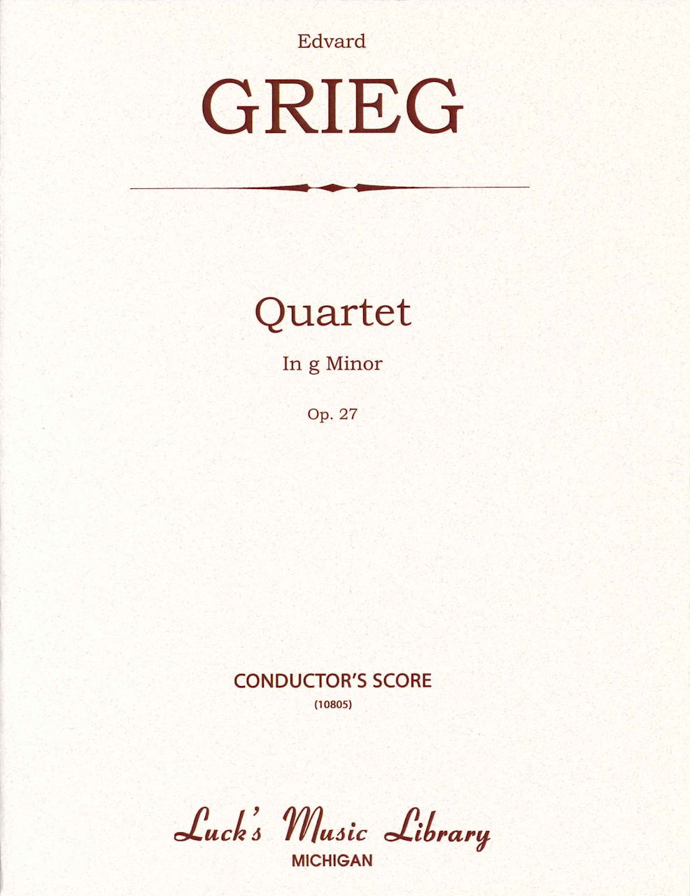 Grieg, String Quartet op. 27 (Score) (Luck's Music Library)