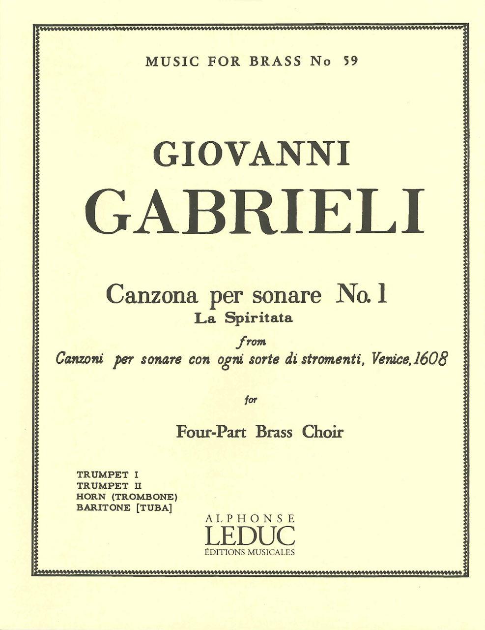 Gabrieli, Canzona per sonare No. 1 (Robert King/Leduc)