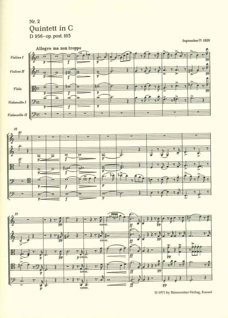 Schubert, String Quintet D 956 in C (Barenreiter)