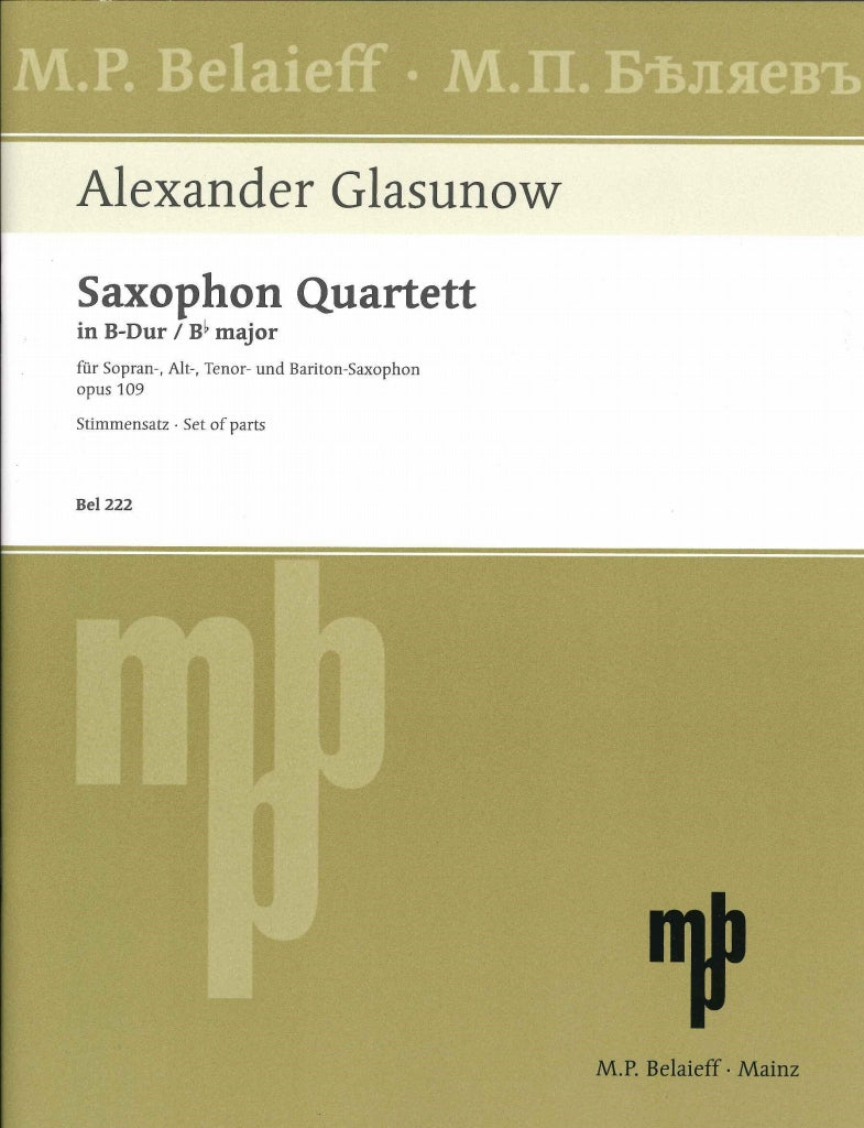 Glazunov, Quartett op. 109 (Parts: SATBr (Belaieff)