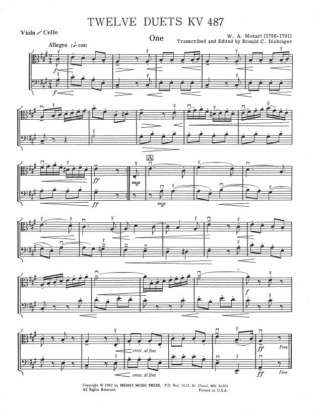 Mozart, 12 Duets KV 487 (Medici Music Press)